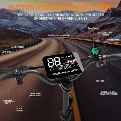 Arwibon 5600W Dual-Motor Electric Scooter 60V27AH With Top Speed 46MPH