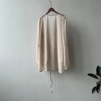 Women High Street Casual Lacing Button Cardigan Elegant All-match Top