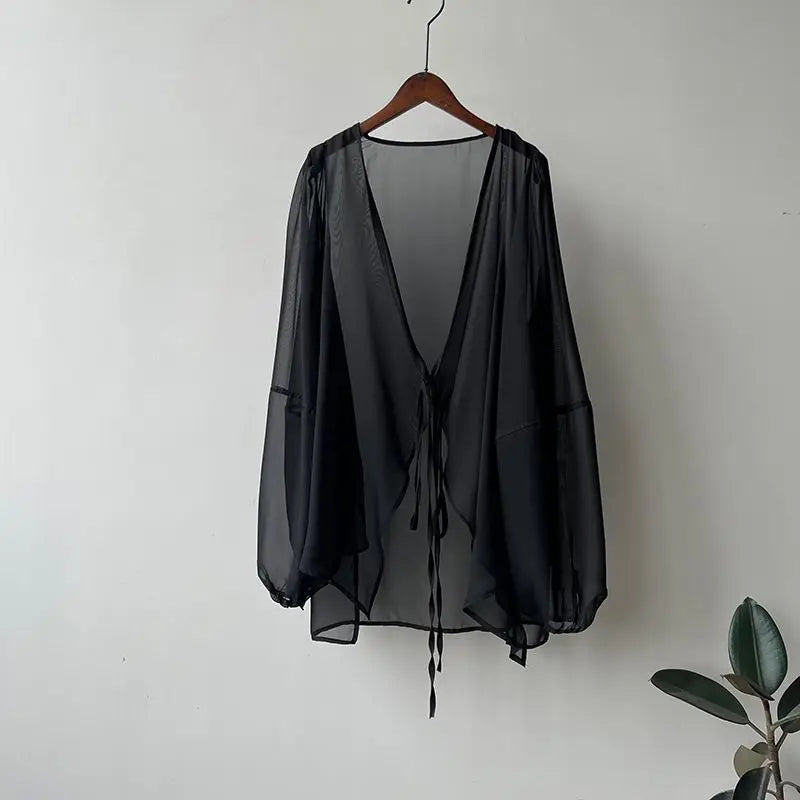 Women High Street Casual Lacing Button Cardigan Elegant All-match Top