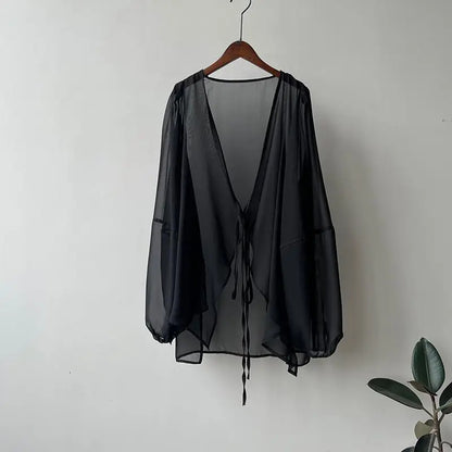 Women High Street Casual Lacing Button Cardigan Elegant All-match Top