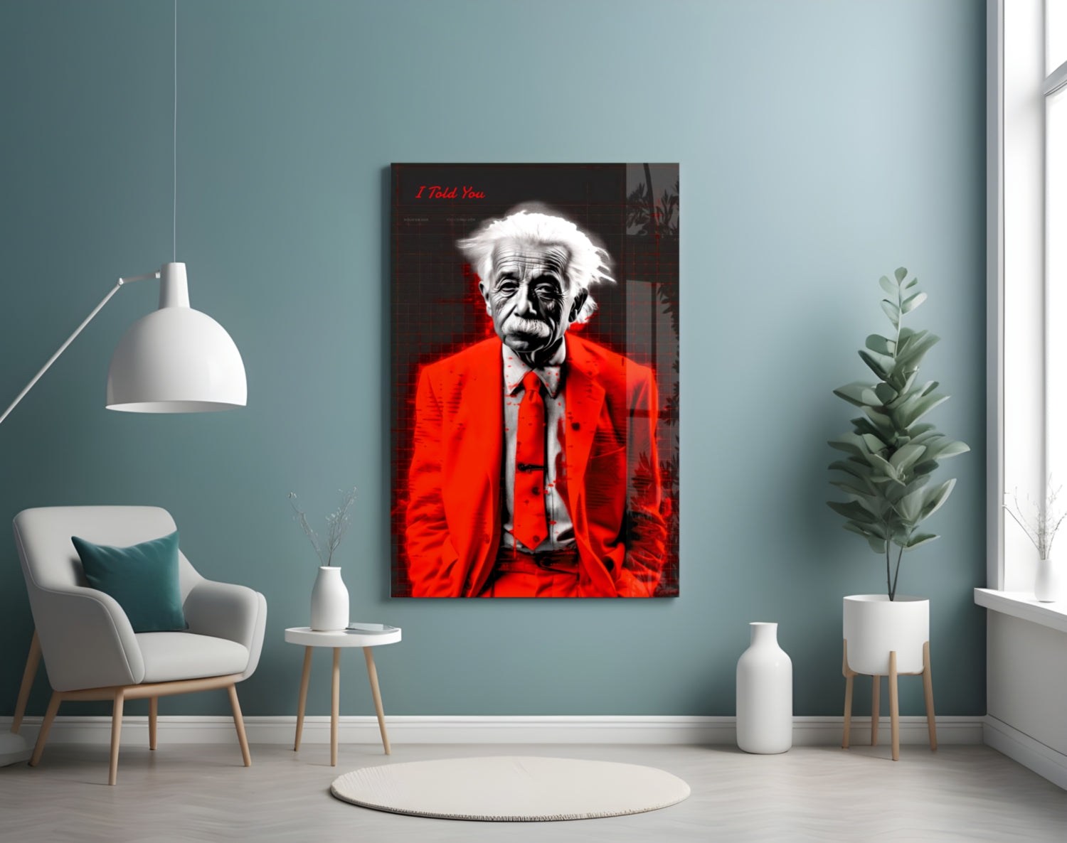 Red Suit I Told You Professor Glass Wall Art