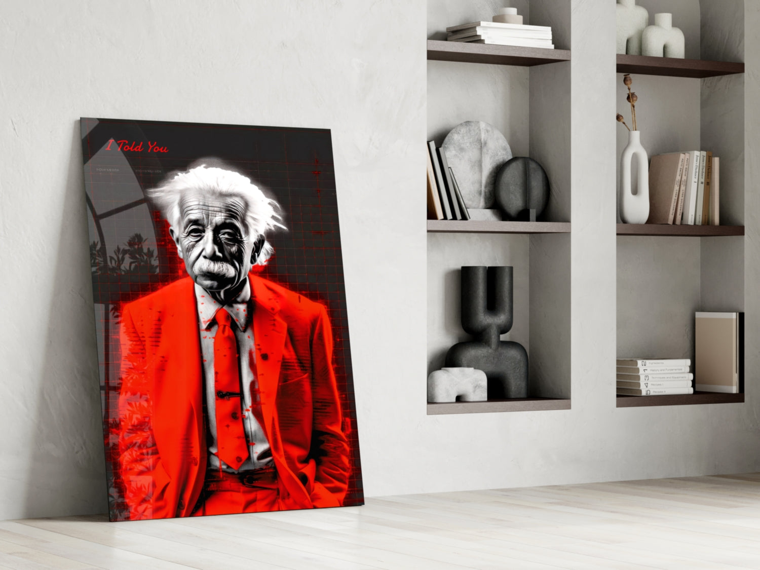 Red Suit I Told You Professor Glass Wall Art