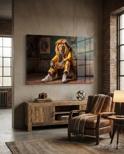 Yellow Jacket King Glass Wall Art || Designer Collection