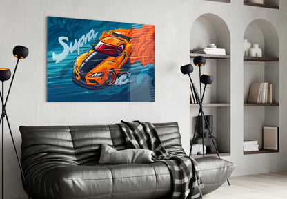 Turbo Coupe Blazing Speed Glass Wall Art || Designer Collection