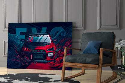 Red Storm Rally Car Glass Wall Art || Designer Collection