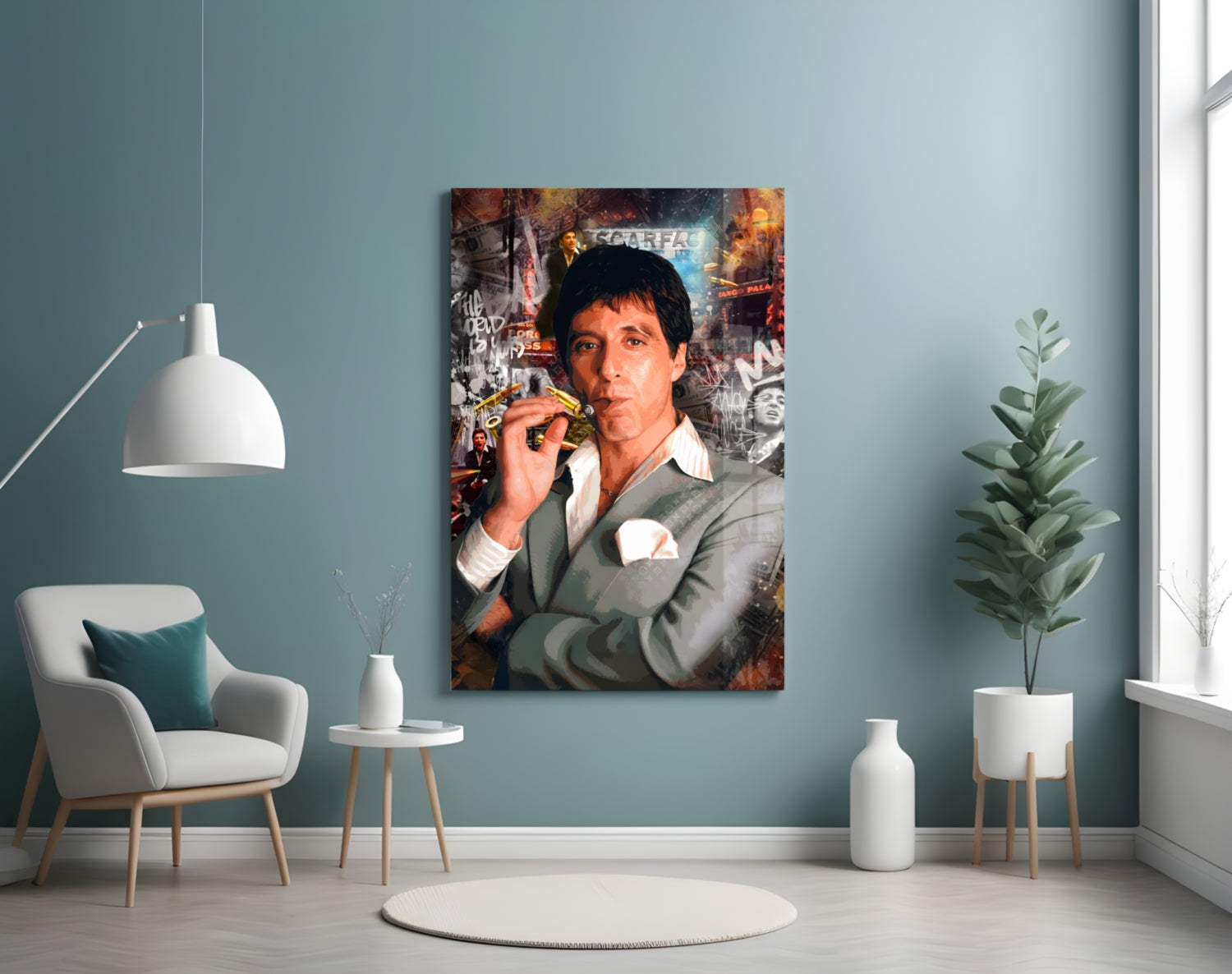 Miami Crime Boss Glass Wall Art || Designer Collection