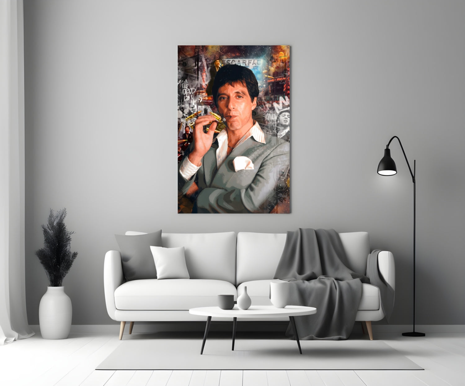 Miami Crime Boss Glass Wall Art || Designer Collection