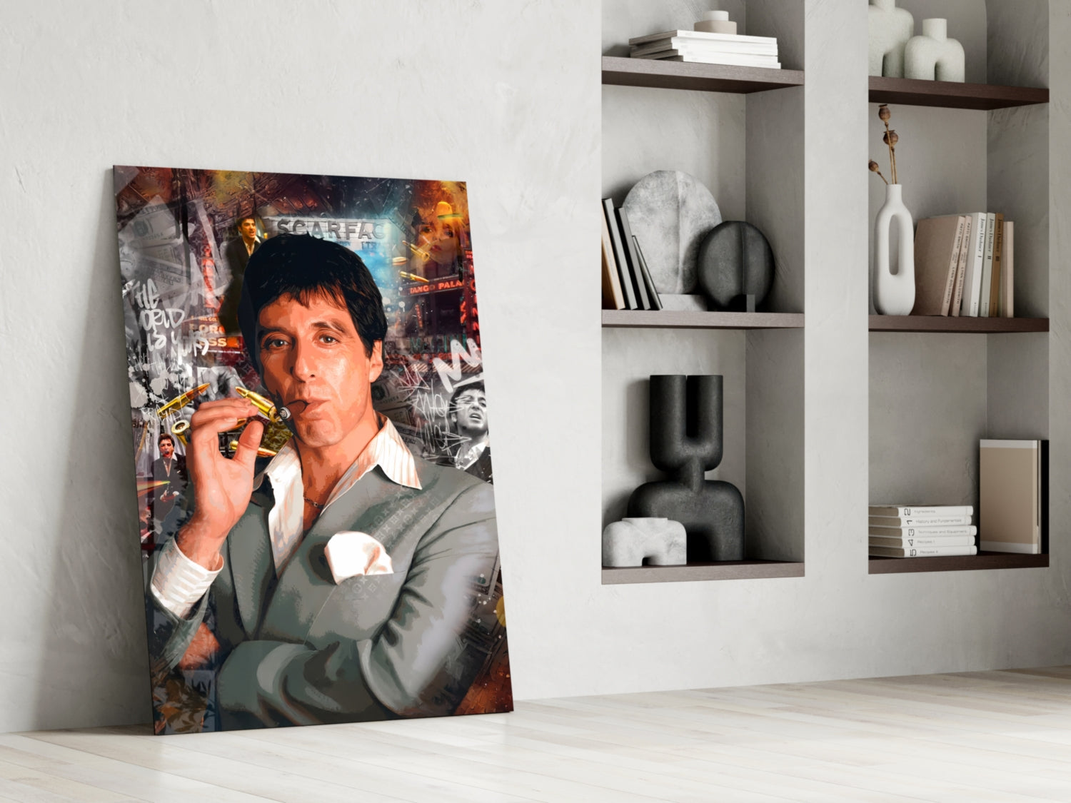Miami Crime Boss Glass Wall Art || Designer Collection