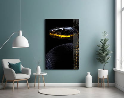 Black and Yellow Viper Glass Wall Art || Designer Collection