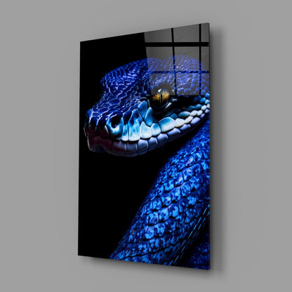 Eyes of the Blue Viper Glass Wall Art || Designer Collection