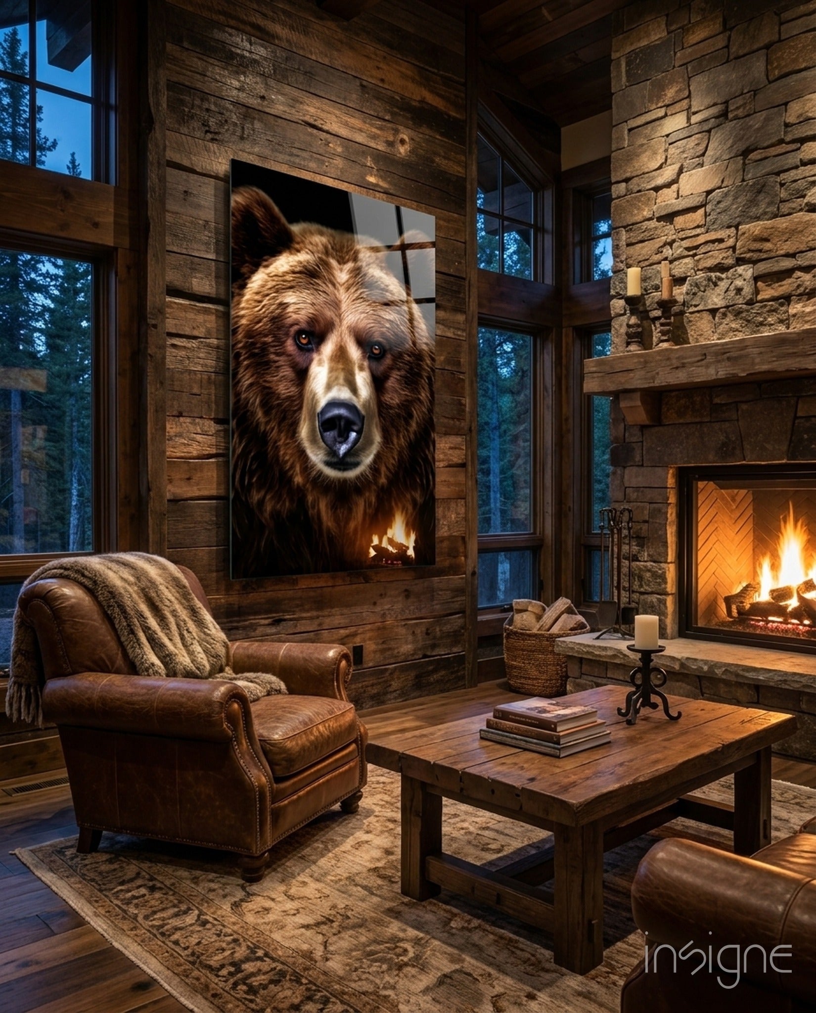 Bear, the Wise Man of the Forest Glass Wall Art || Designer Collection
