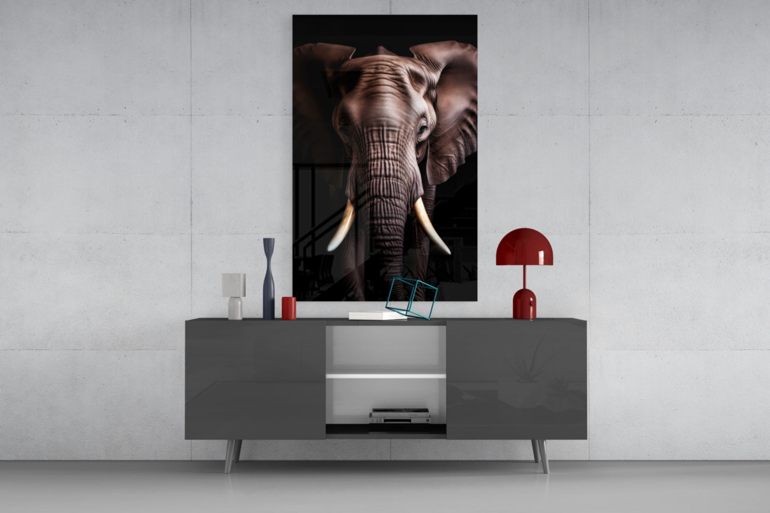 The Wise Look of the Elephant Glass Wall Art || Designer Collection
