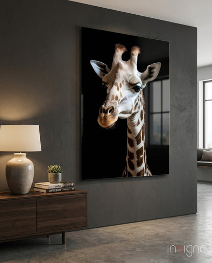 Light Colored Giraffe Portrait Glass Wall Art || Designer Collection