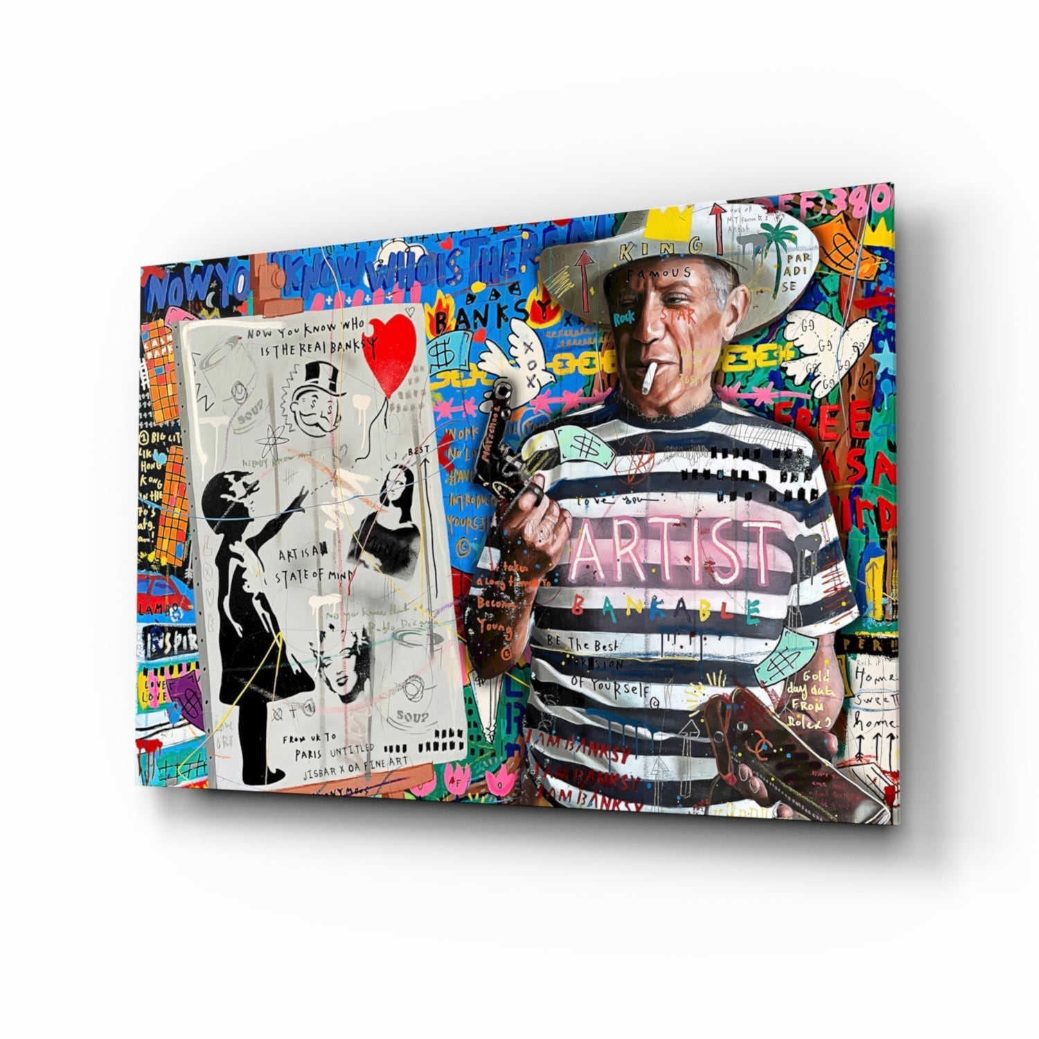 Stencil Cubist Portrait Glass Wall Art || Designer Collection