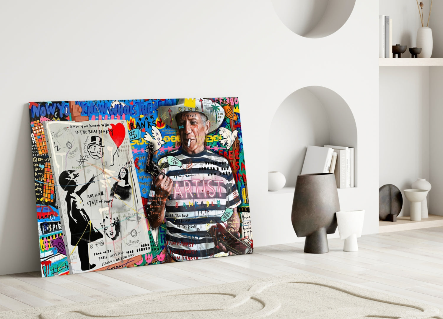 Stencil Cubist Portrait Glass Wall Art || Designer Collection