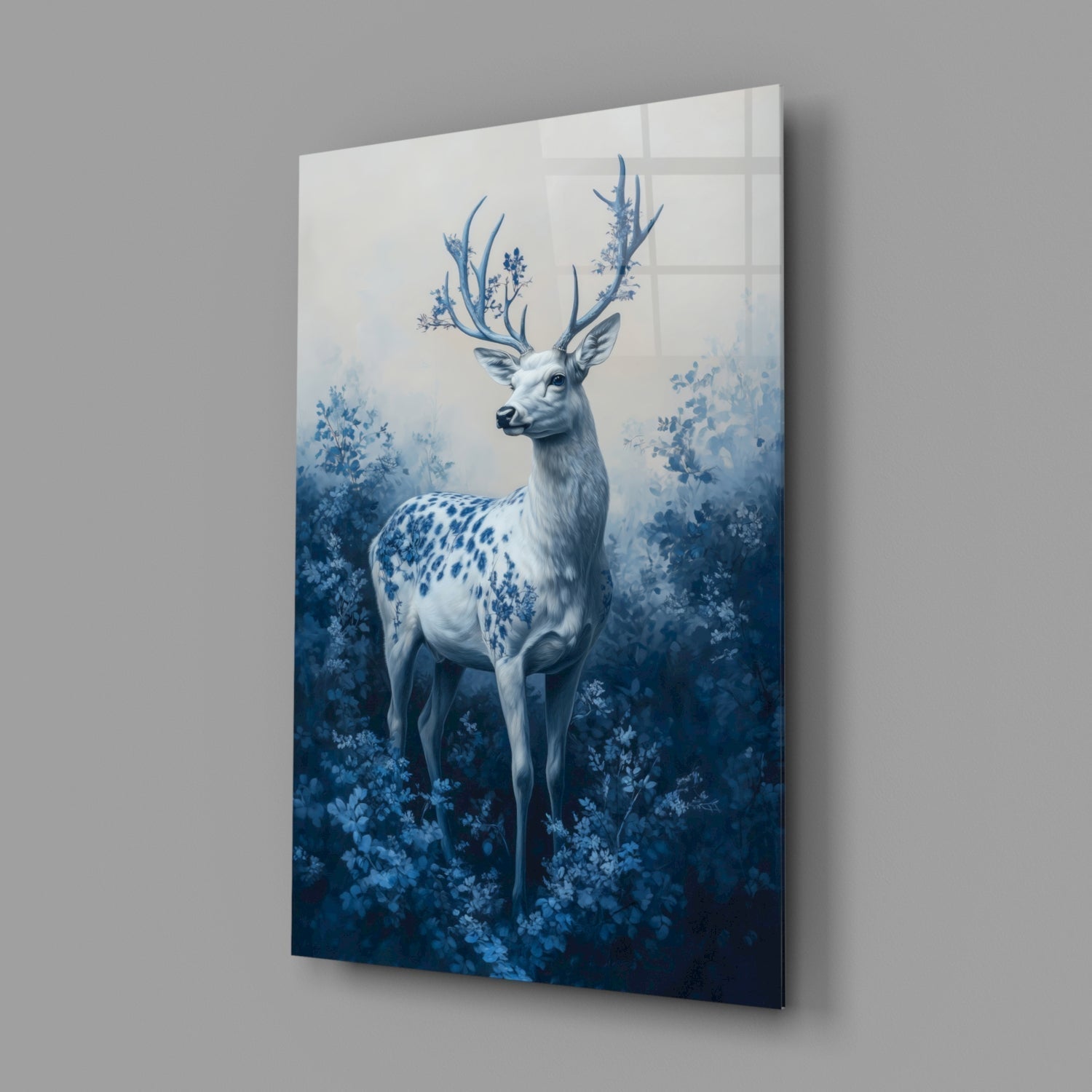 Blue Deer Glass Wall Art || Designer Collection