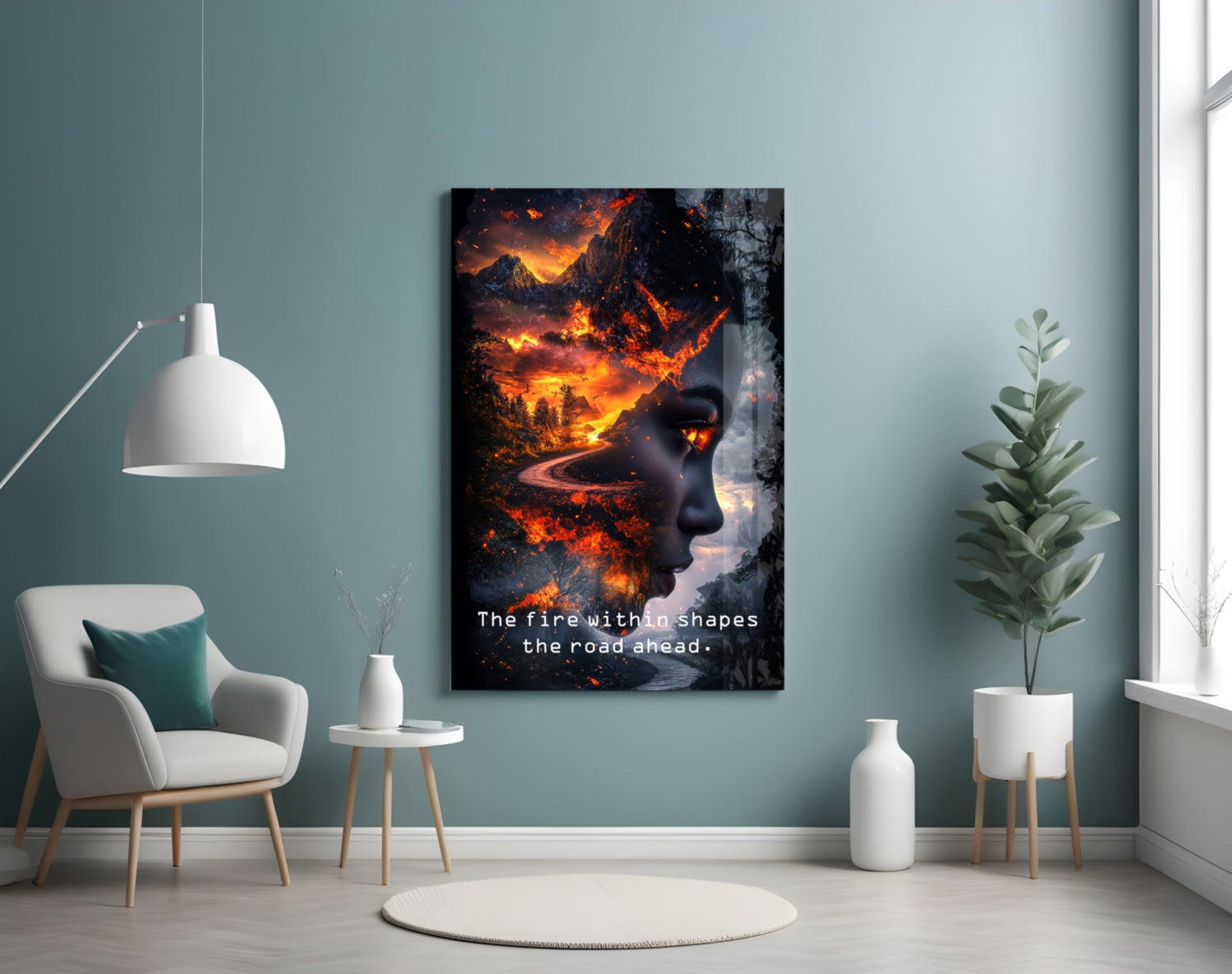 Fire Within Quote Ember Profile Glass Wall Art
