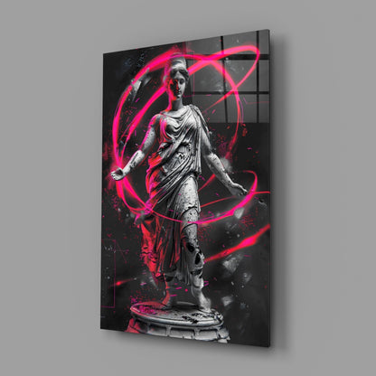 Stone Goddess Hot Pink Neon Orbit Glass Wall Art