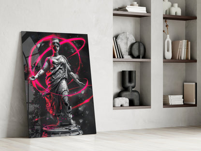 Stone Goddess Hot Pink Neon Orbit Glass Wall Art