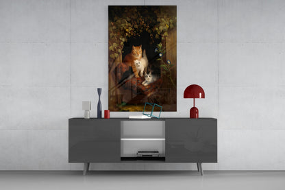 Family in the Window Glass Wall Art || Designer Collection