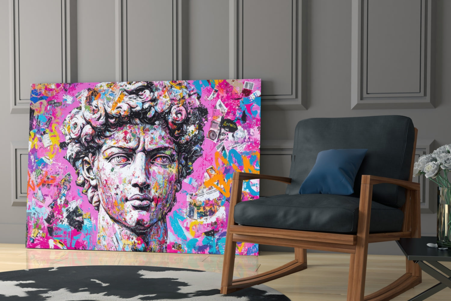 Graffiti David Glass Wall Art || Designer Collection