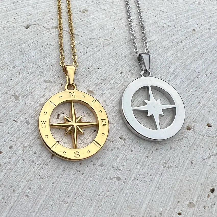 compass necklace Travel Necklace North Star Pendant Stainless