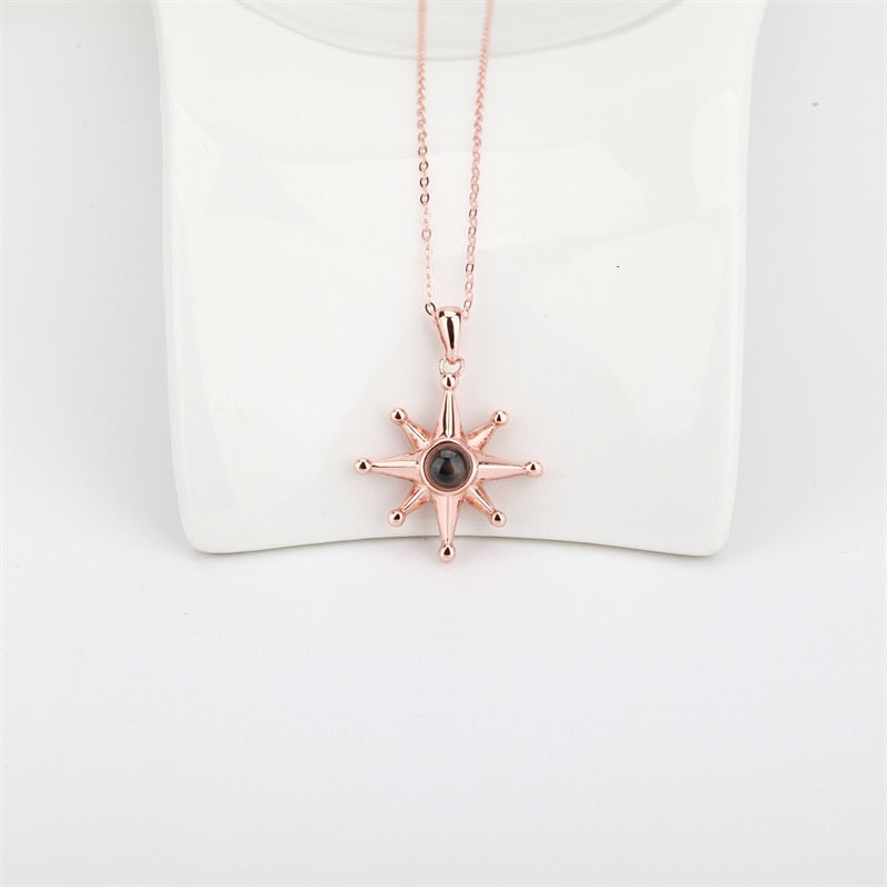 Custom Photo Necklace Flower Pendant Personalized Projection Jewelry