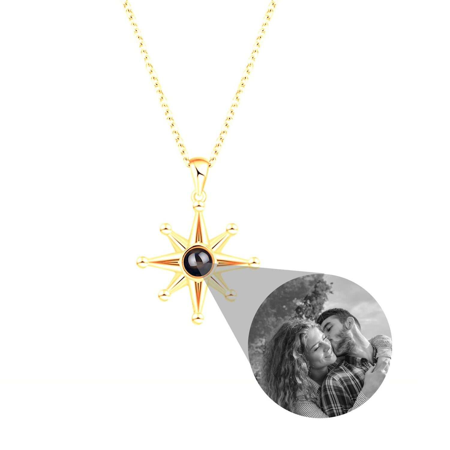 Custom Photo Necklace Flower Pendant Personalized Projection Jewelry