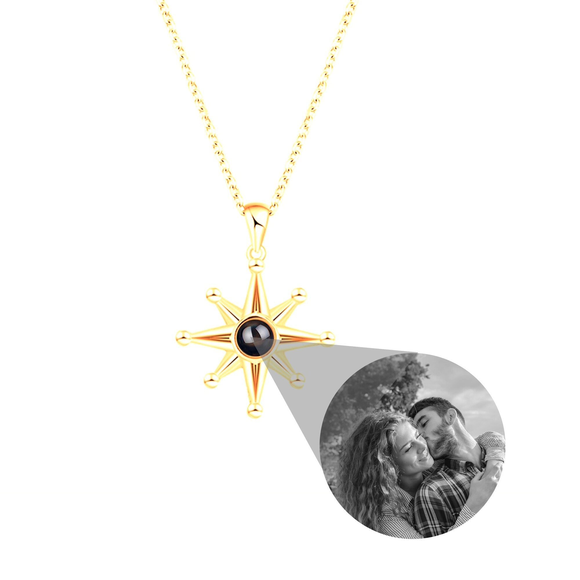 Custom Photo Necklace Flower Pendant Personalized Projection Jewelry