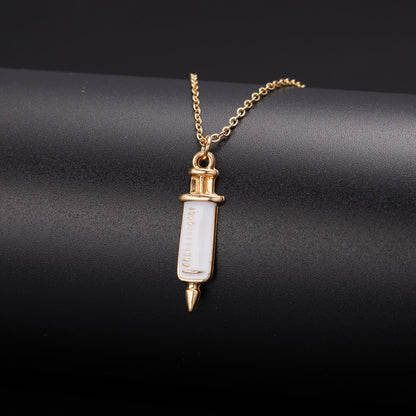 Heart Nurse Cap Doctor Necklaces Medical Equipment Stethoscope Syringe Pendant Hospital Style Jewelry