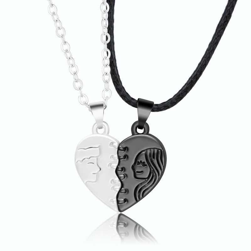 2Pcs Magnetic Heart Couple Necklace For Women Valentine&