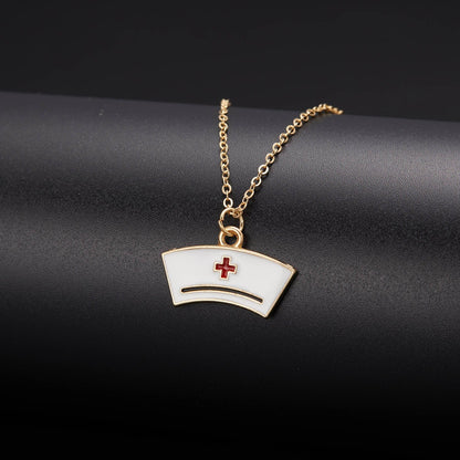 Heart Nurse Cap Doctor Necklaces Medical Equipment Stethoscope Syringe Pendant Hospital Style Jewelry