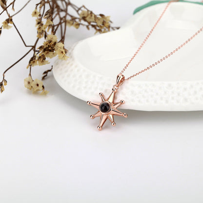 Custom Photo Necklace Flower Pendant Personalized Projection Jewelry
