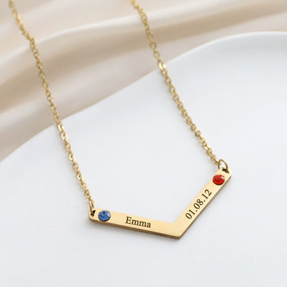 Personalized Family Necklace Mothers Day Birthstone Jewelry Customized Engraving Name Necklace