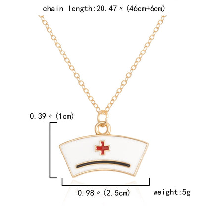 Heart Nurse Cap Doctor Necklaces Medical Equipment Stethoscope Syringe Pendant Hospital Style Jewelry