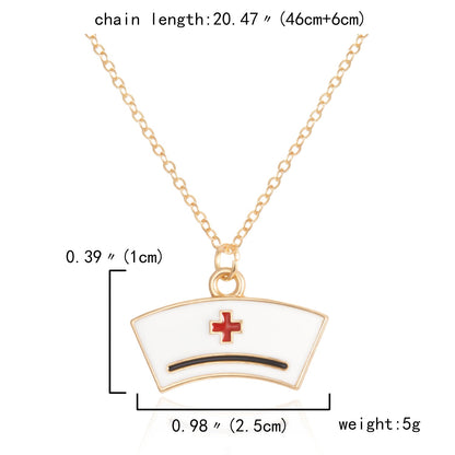 Heart Nurse Cap Doctor Necklaces Medical Equipment Stethoscope Syringe Pendant Hospital Style Jewelry