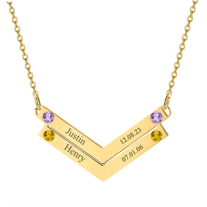 Personalized Family Necklace Mothers Day Birthstone Jewelry Customized Engraving Name Necklace