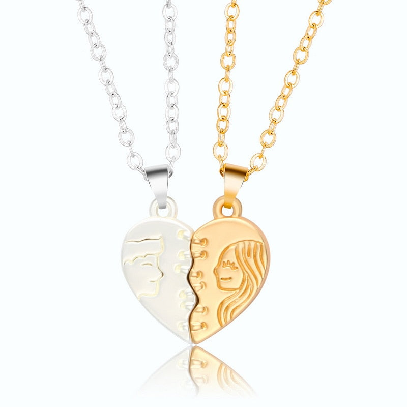 2Pcs Magnetic Heart Couple Necklace For Women Valentine&