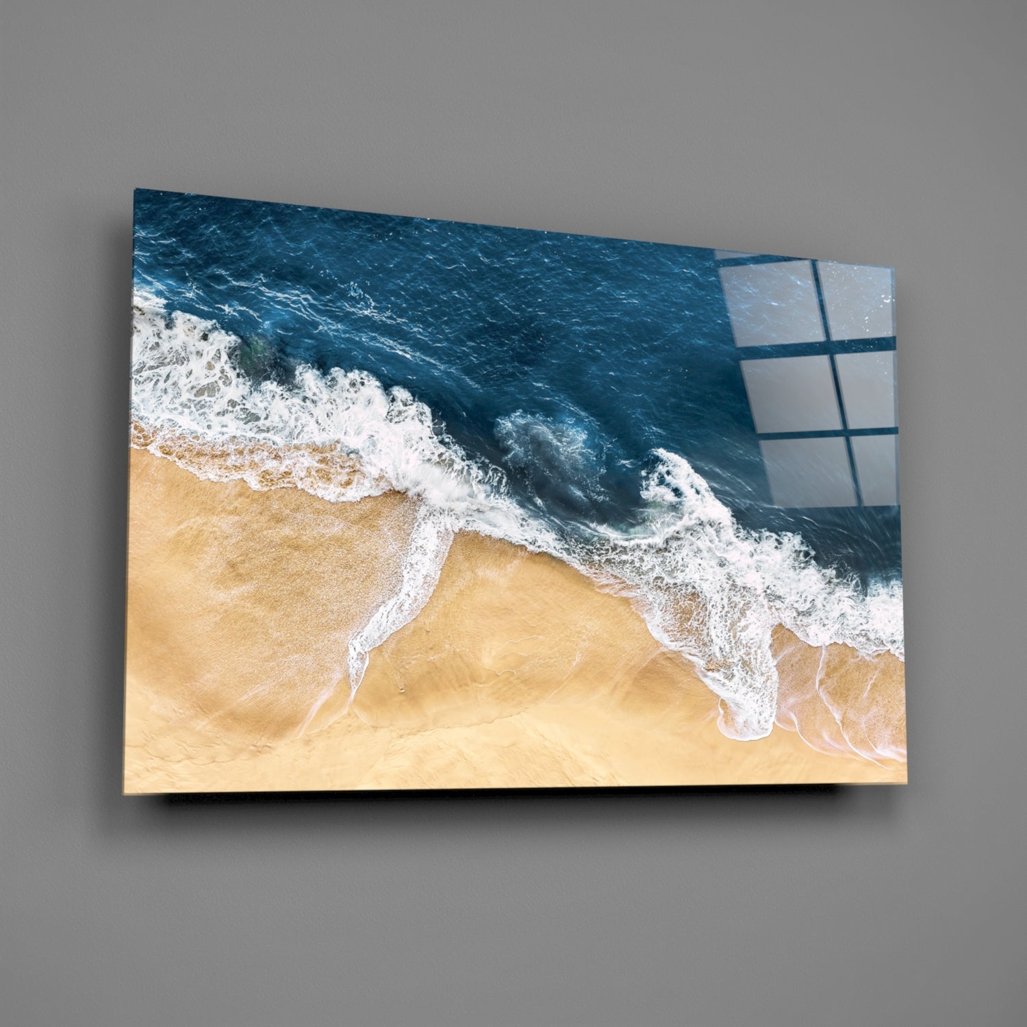 Ocean Waves Crashing Glass Wall Art