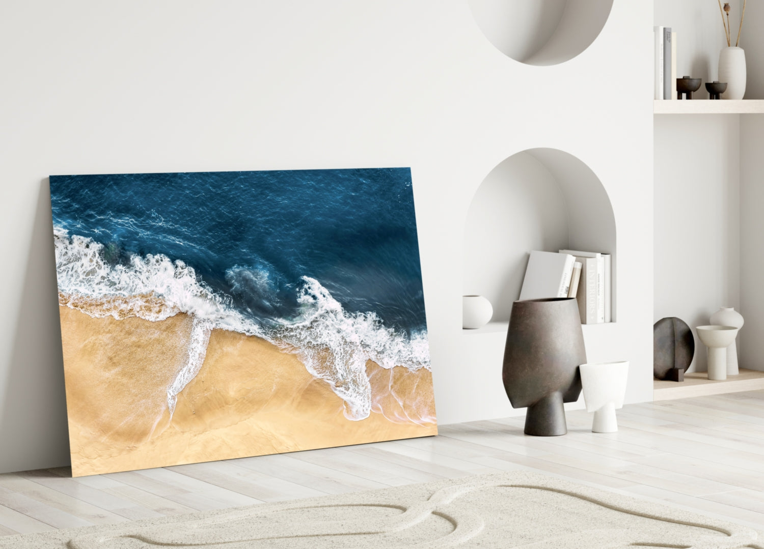 Ocean Waves Crashing Glass Wall Art