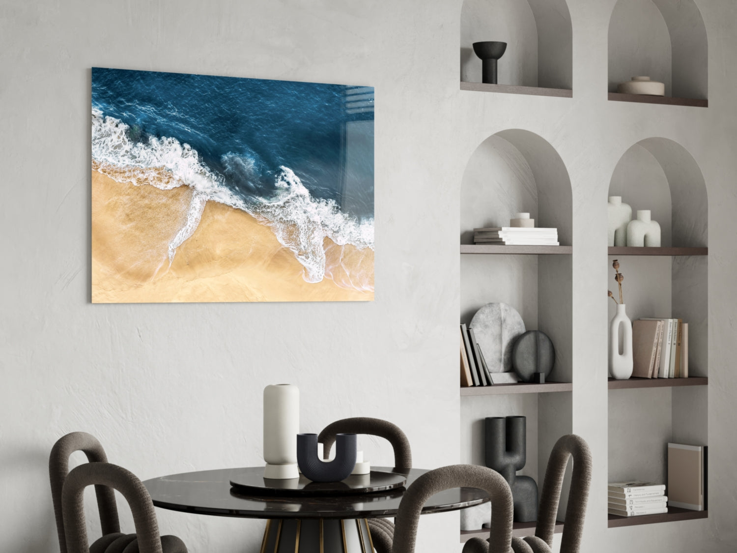 Ocean Waves Crashing Glass Wall Art