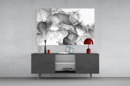 Ethereal Ink Swirls Glass Wall Art