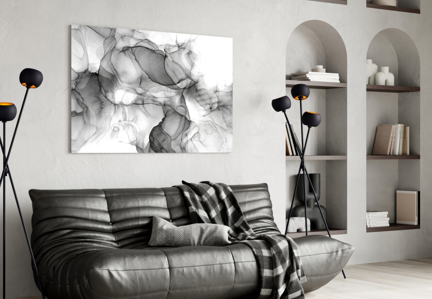 Ethereal Ink Swirls Glass Wall Art