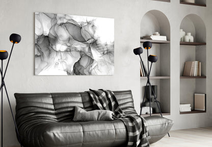 Ethereal Ink Swirls Glass Wall Art