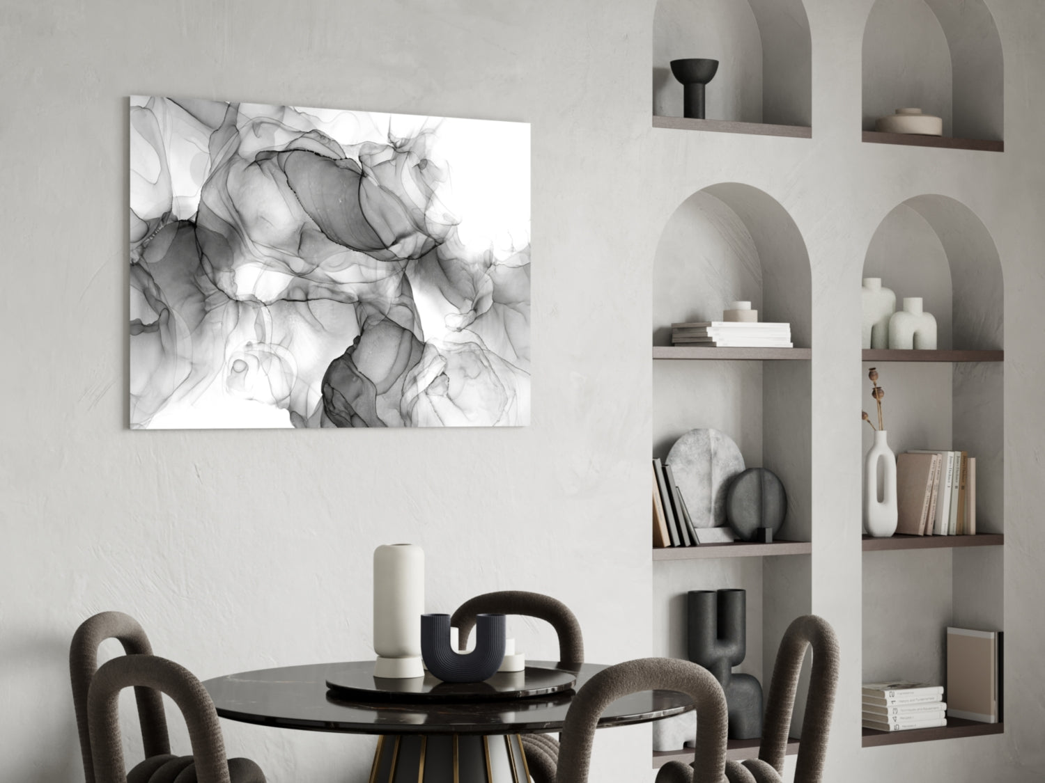 Ethereal Ink Swirls Glass Wall Art