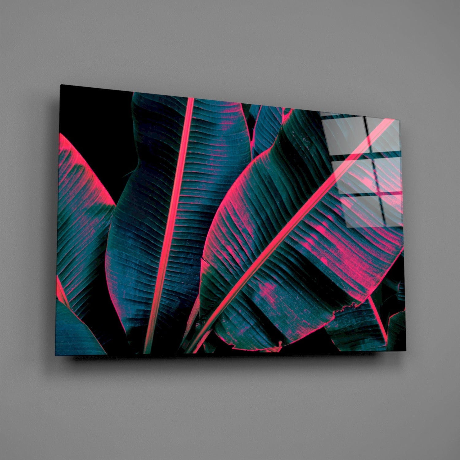Neon Banana Leaf Glass Wall Art