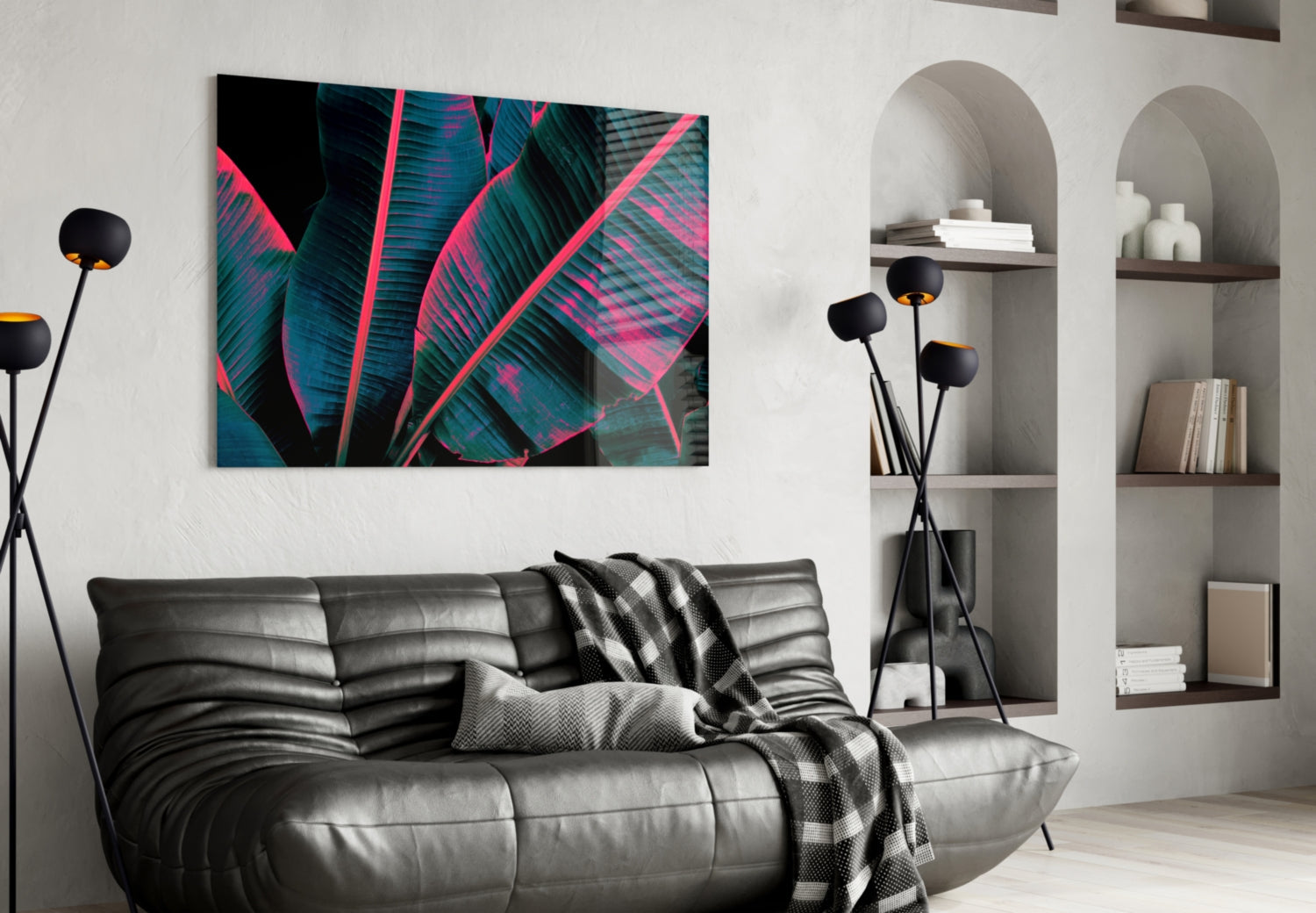 Neon Banana Leaf Glass Wall Art