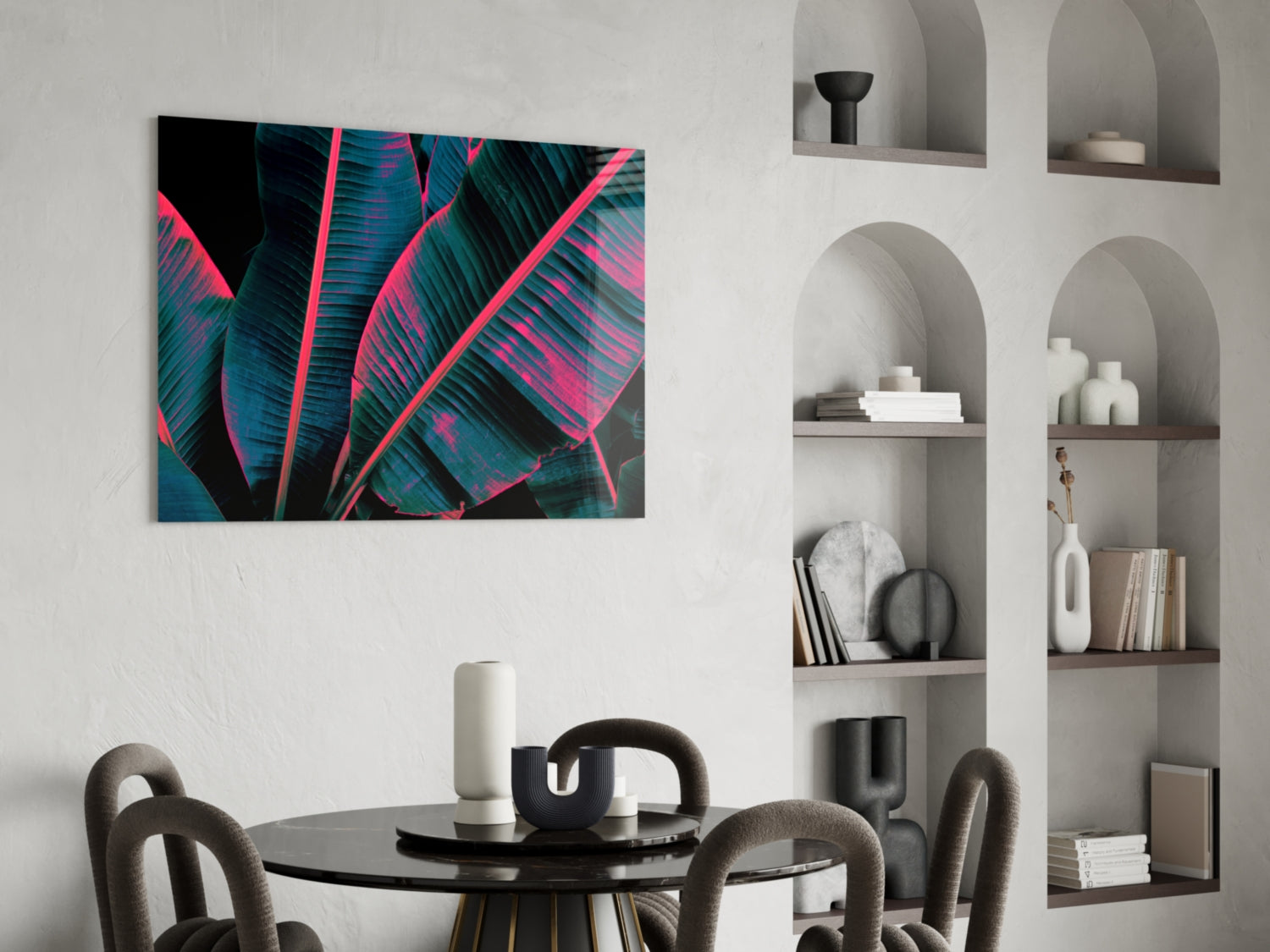 Neon Banana Leaf Glass Wall Art