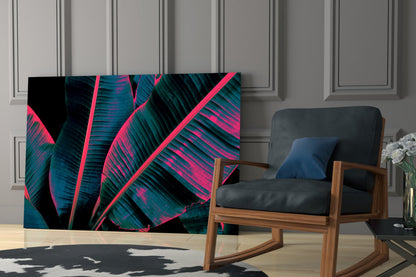 Neon Banana Leaf Glass Wall Art