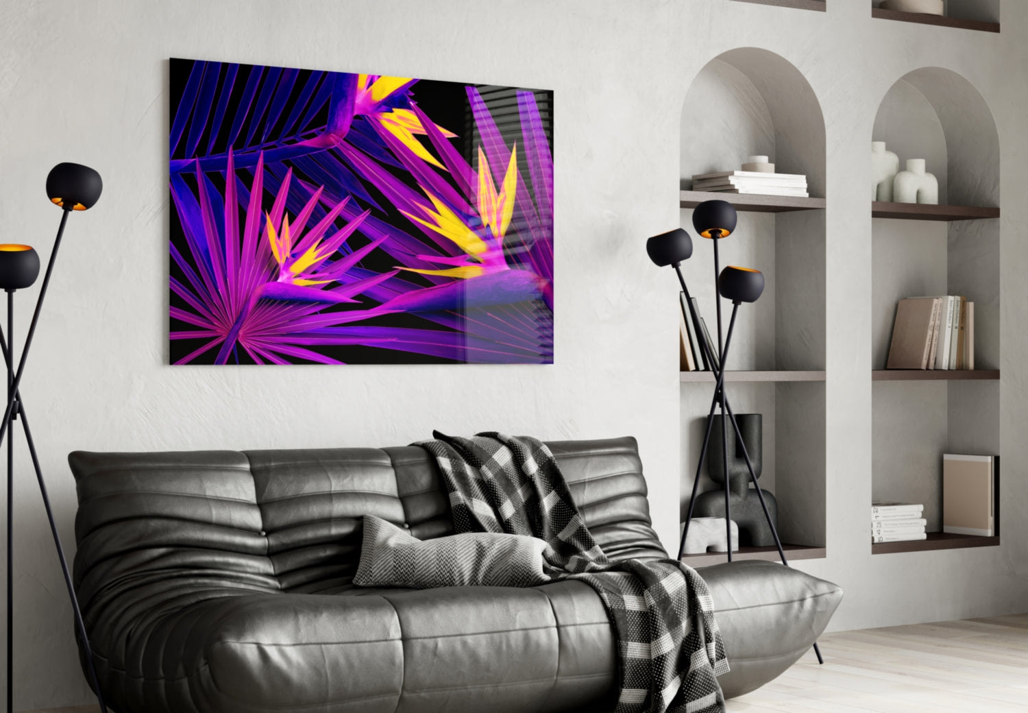 Vibrant Tropical Leaves Glass Wall Art
